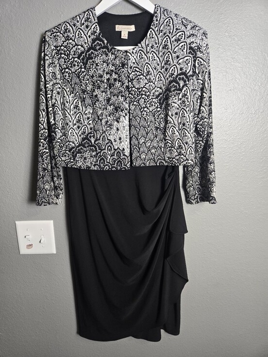 Cb Established 1962 Dresses & Skirts - CB Established 1962 Black & White Formal Dress With Matching Jacket Size 8